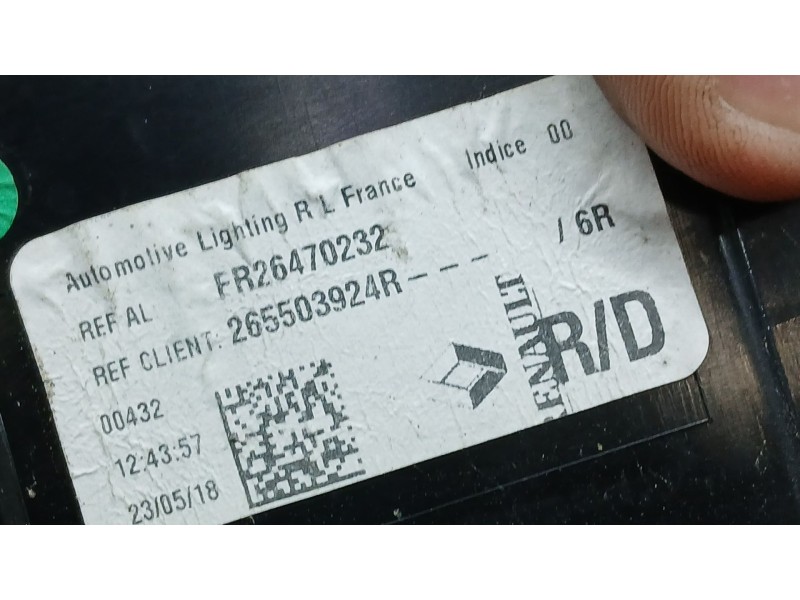Recambio de piloto trasero derecho interior para renault talisman (lp_) 1.5 dci 110 referencia OEM IAM 265503924R  FR26470232