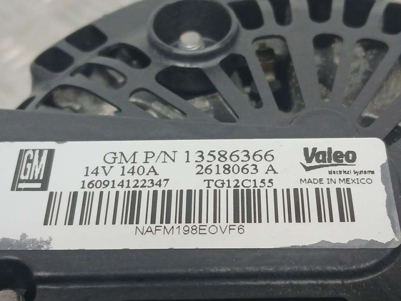 Recambio de alternador para opel meriva b selective referencia OEM IAM 13586366 2618063A VALEO