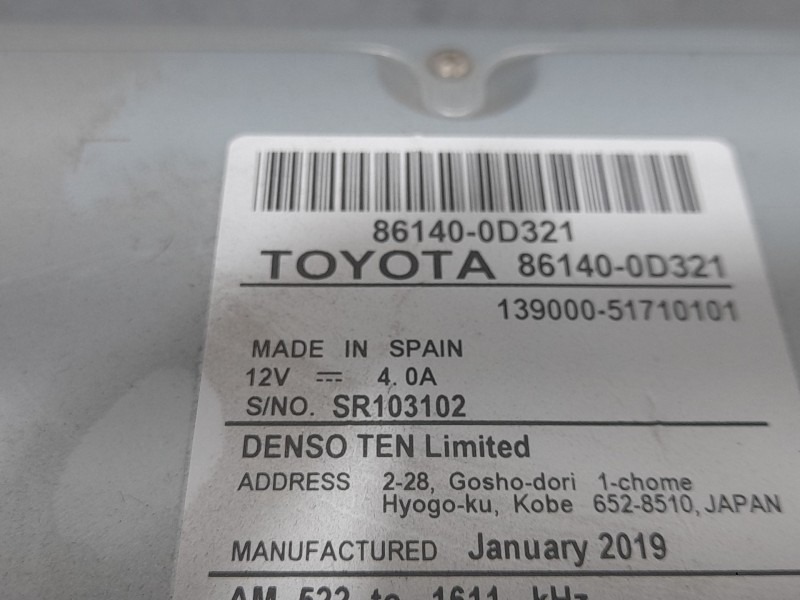 Recambio de sistema navegacion gps para toyota yaris (_p13_) 1.5 (nsp131_) referencia OEM IAM 861400D321 SR103102 DENSO