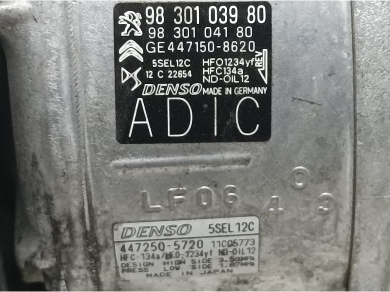 Recambio de compresor aire acondicionado para opel grandland x 120 aniversario referencia OEM IAM 9830103980 9830104180 DENSO