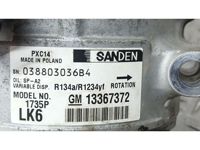 Recambio de compresor aire acondicionado para opel astra k (b16) 1.4 turbo (68) referencia OEM IAM 13367372 SANDEN 1735P PXC14