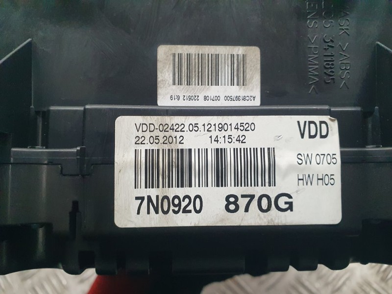 Recambio de cuadro instrumentos para volkswagen sharan (7n1) advance bluemotion referencia OEM IAM 7N0920870G A2C34977800 
