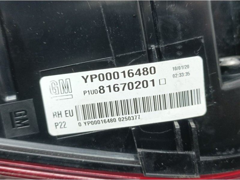 Recambio de piloto trasero derecho para opel grandland x 120 aniversario referencia OEM IAM 81670201 YP00016480 INTERIOR