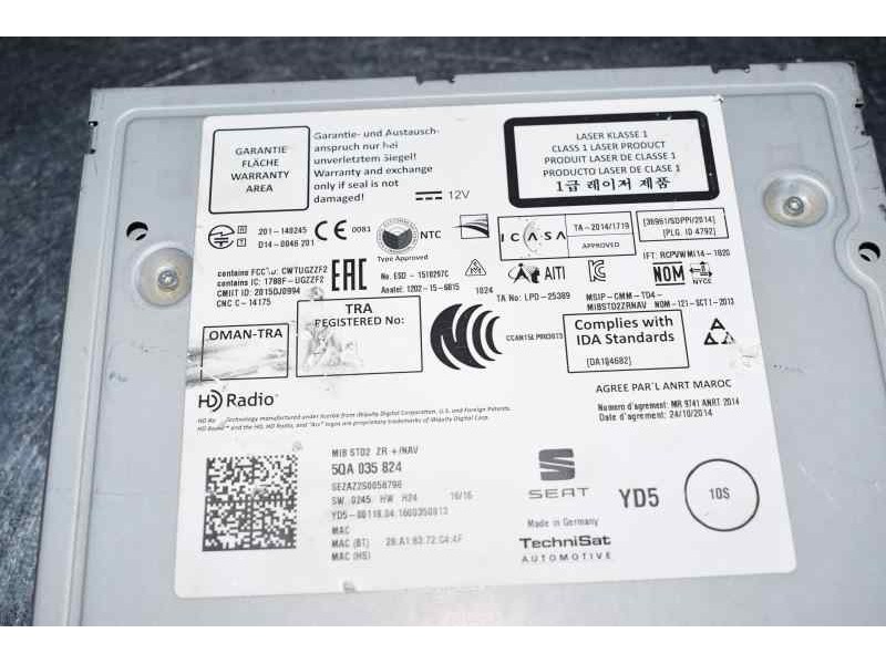 Recambio de sistema audio / radio para seat ibiza (6j5) reference referencia OEM IAM  5F0919604 / 6QA035824 / 2015DJ0994 TECHNIS