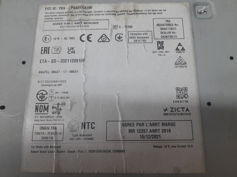 Recambio de sistema audio / radio para peugeot 208 ii (ub_, up_, uw_, uj_) 1.5 bluehdi 100 referencia OEM IAM 9851901880 BOSCH 7