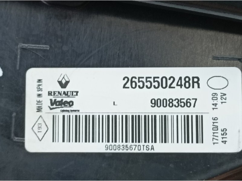 Recambio de piloto trasero izquierdo para renault megane iv 5 puertas referencia OEM IAM 265550248R 90083567 INTERIOR VALEO