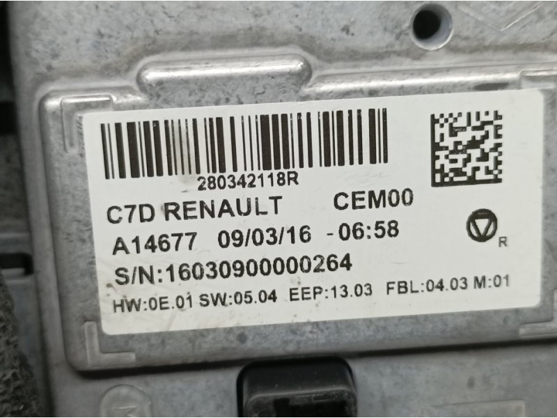 Recambio de sistema navegacion gps para renault kadjar zen referencia OEM IAM 280342118R 16030900000264 