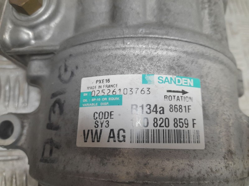 Recambio de compresor aire acondicionado para volkswagen eos (1f7, 1f8) 2.0 tdi referencia OEM IAM 1K0820808F SANDEN R134A8681F