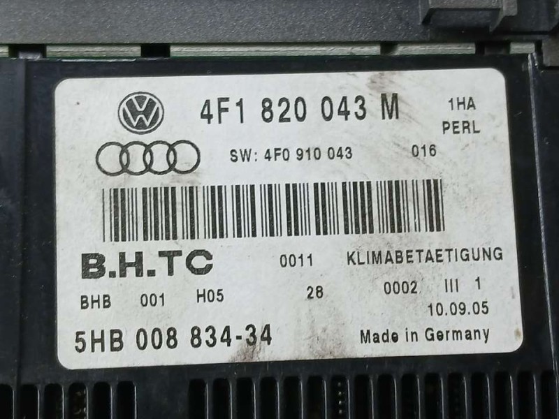 Recambio de mando climatizador para audi a6 berlina (4f2) 3.0 tdi quattro (165kw) referencia OEM IAM 4F1820043M 5HB00883434 TOCA