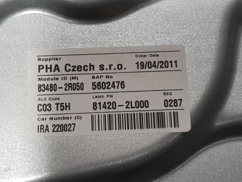 Recambio de elevalunas trasero derecho para hyundai i30 classic referencia OEM IAM 834802R050 2 PINS ELECTRICO