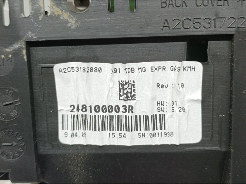 Recambio de cuadro instrumentos para renault laguna iii dynamique referencia OEM IAM 248100003R A2C53182880 