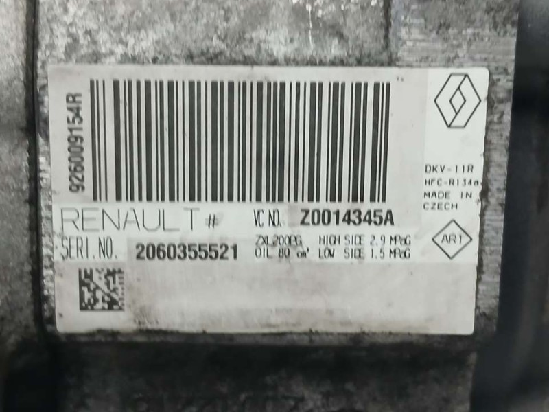 Recambio de compresor aire acondicionado para dacia lodgy laureate referencia OEM IAM 926009154R 2060355521 