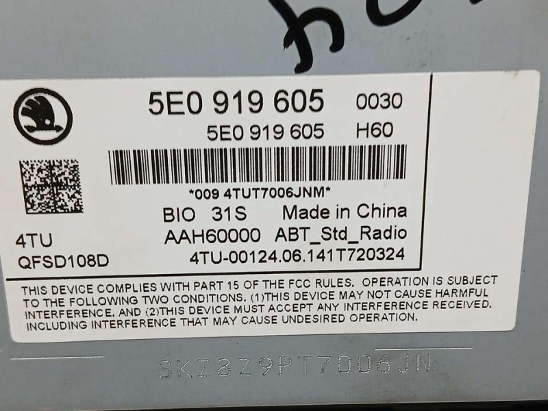 Recambio de sistema navegacion gps para skoda octavia lim. (5e3) active referencia OEM IAM 5E0919605  