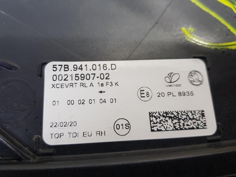 Recambio de faro derecho para skoda karoq (nu7, nd7) 1.0 tsi referencia OEM IAM 57B941016D VARROC 0021590702