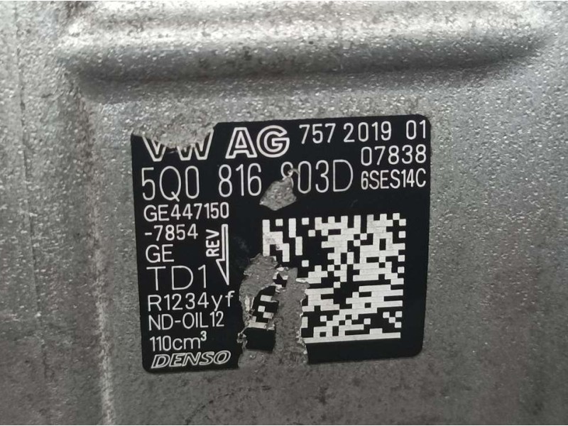 Recambio de compresor aire acondicionado para seat arona fr referencia OEM IAM 5Q0816803D 4471507854 6SES14C