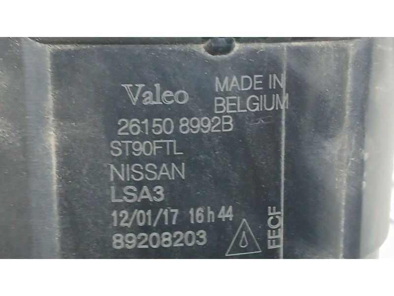 Recambio de faro antiniebla derecho para nissan qashqai ii (j11, j11_) 1.5 dci referencia OEM IAM 261508992B VALEO 89208203