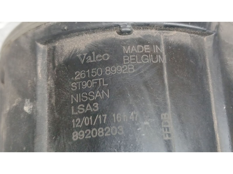 Recambio de faro antiniebla izquierdo para nissan qashqai ii (j11, j11_) 1.5 dci referencia OEM IAM 261508992B VALEO 89208203