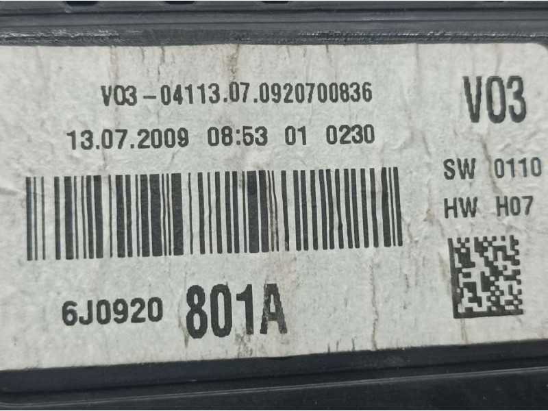Recambio de cuadro instrumentos para seat ibiza sc (6j1) reference referencia OEM IAM 6J0920801A A2C53349080 VDO