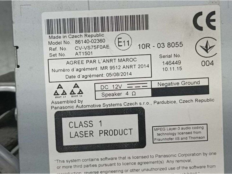 Recambio de sistema navegacion gps para toyota auris active referencia OEM IAM 8614002360 CVVS75F0AE ROZADO