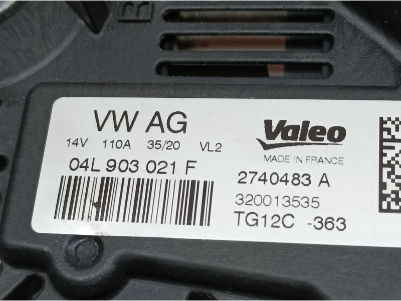 Recambio de alternador para volkswagen t-cross advance referencia OEM IAM 04L903021F 2750483A VALEO