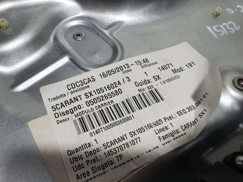 Recambio de elevalunas delantero izquierdo para alfa romeo giulietta (191) distinctive referencia OEM IAM 0505265580  ELECTRICO 