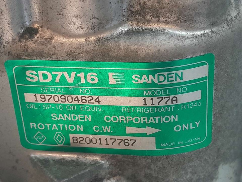 Recambio de compresor aire acondicionado para dacia logan básico referencia OEM IAM SD7V16 8200117767 SANDEN