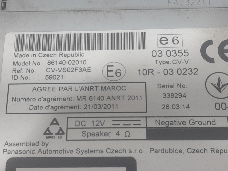 Recambio de sistema navegacion gps para toyota auris active referencia OEM IAM 8614002010  C/ SISTEMA CD