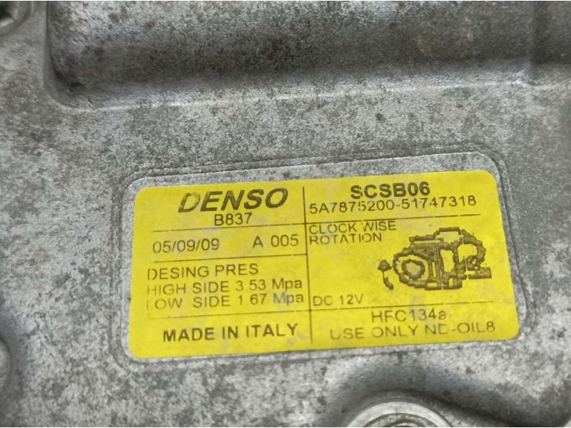 Recambio de compresor aire acondicionado para ford ka (ccu) titanium referencia OEM IAM 5A7875200 51747318 DENSO