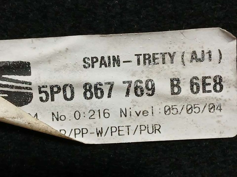 Recambio de bandeja trasera para seat altea (5p1) select referencia OEM IAM 5P0867769B  ROZADA