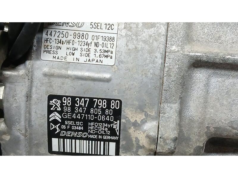 Recambio de compresor aire acondicionado para opel crossland x edition referencia OEM IAM 9834779880 DENSO 9815198580 4471100640
