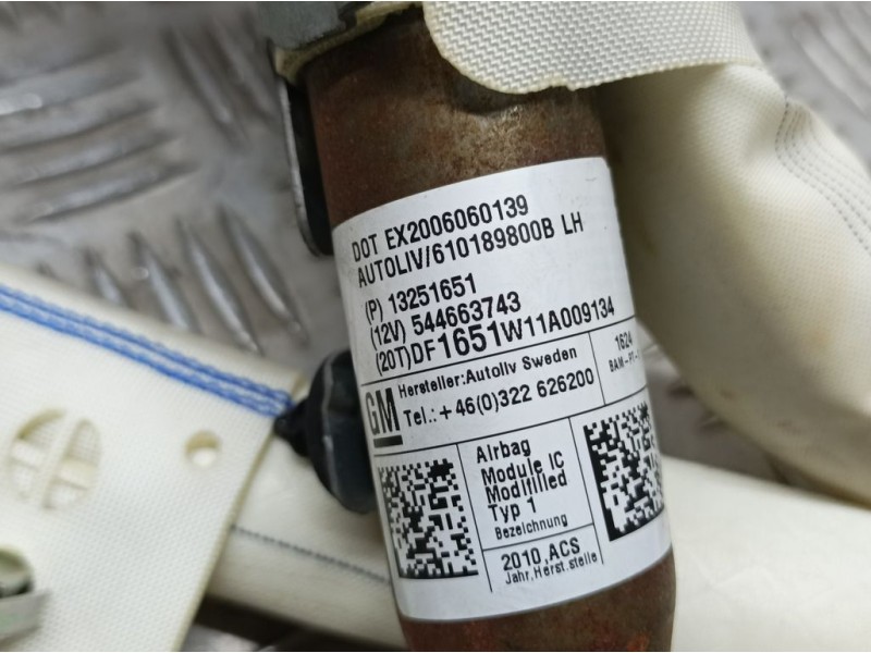 Recambio de airbag cortina delantero izquierdo para chevrolet cruze lt referencia OEM IAM 13251651 544663743 AUTOLIV