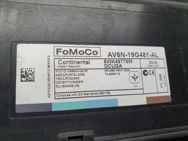 Recambio de modulo electronico para ford grand c-max trend referencia OEM IAM AV6N19G481AL 5WK49778M CONTINENTAL