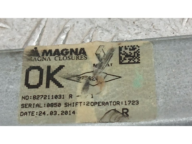 Recambio de elevalunas trasero izquierdo para dacia logan mcv ii 1.5 dci referencia OEM IAM 827211031R ELECTRICO 2 PINS 