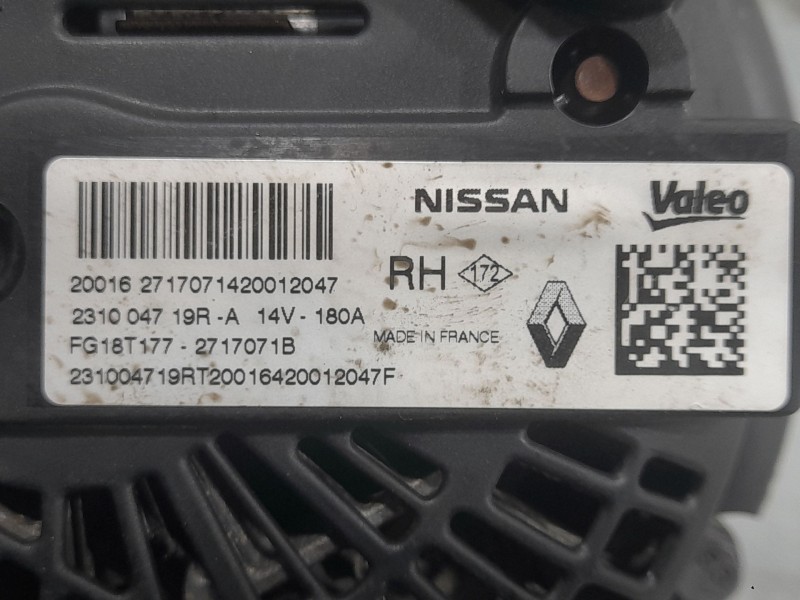 Recambio de alternador para renault megane iv sport tourer (k9a/m/n_) 1.5 blue dci 115 (k9a6) referencia OEM IAM 231004719R FG18