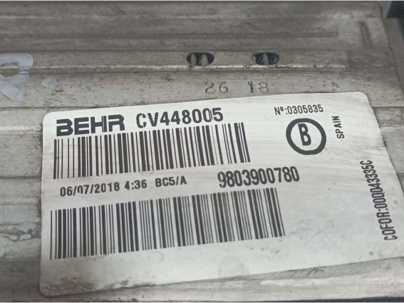 Recambio de intercooler para citroën c4 cactus live referencia OEM IAM 9803900780 CV448005 BEHR
