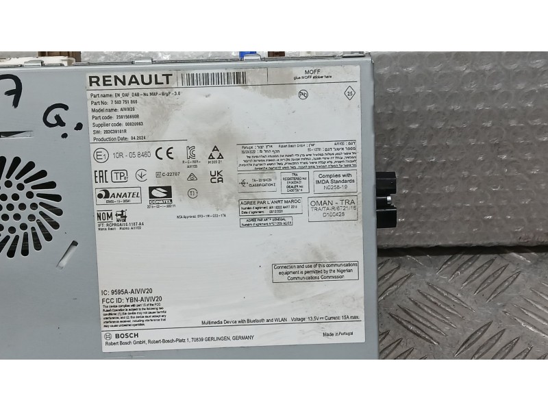 Recambio de sistema navegacion gps para renault express advance referencia OEM IAM 283C39101R BOSCH 7503751866