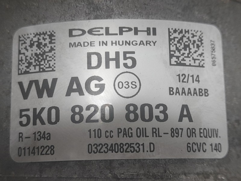 Recambio de compresor aire acondicionado para seat ibiza iv (6j5, 6p1) 1.6 tdi referencia OEM IAM 5K0820803A DH5 DELPHI